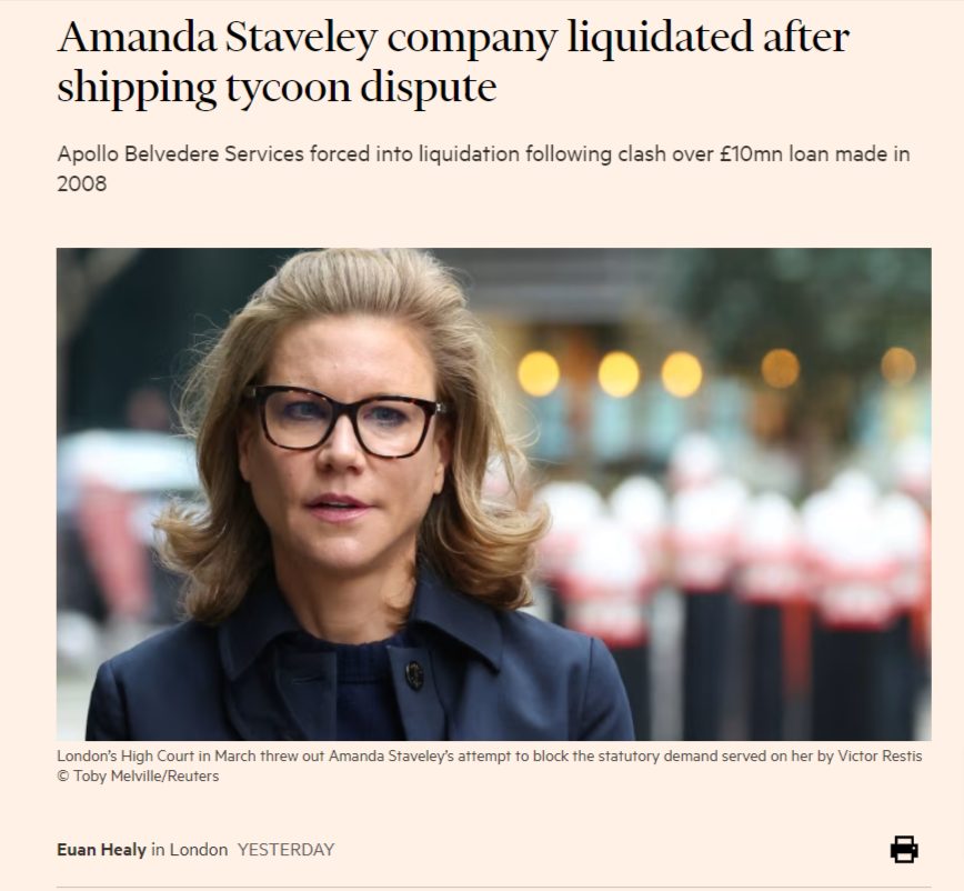 Amanda Staveley company liquidated after shipping tycoon dispute